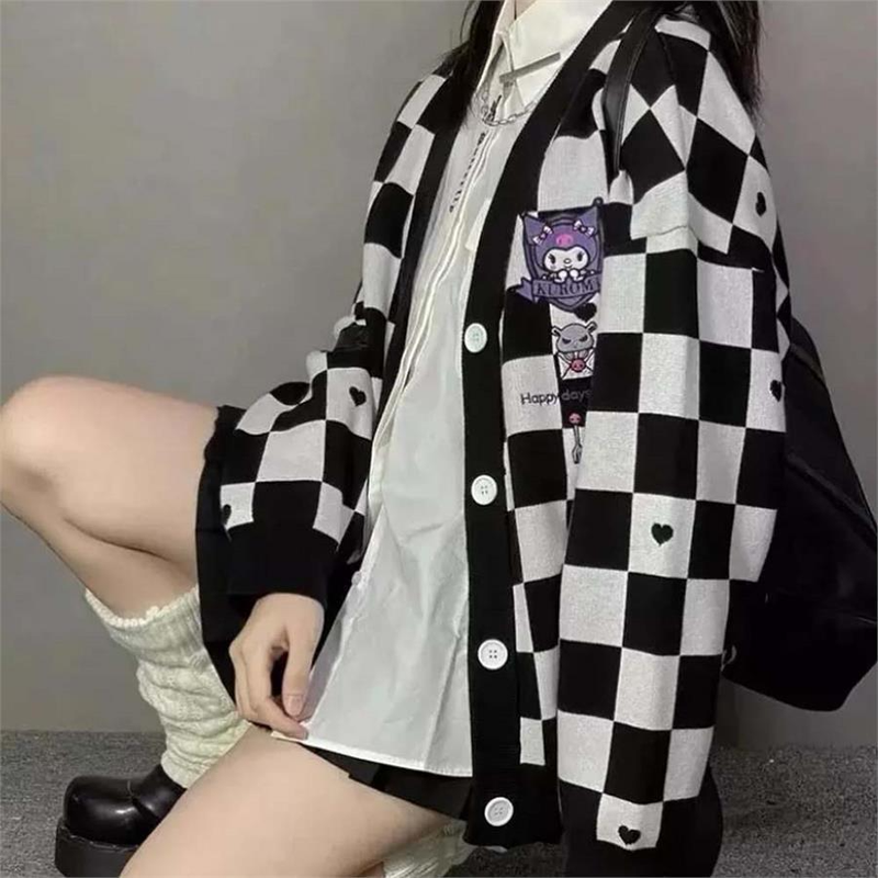 Kuromi Checkered Cardigan