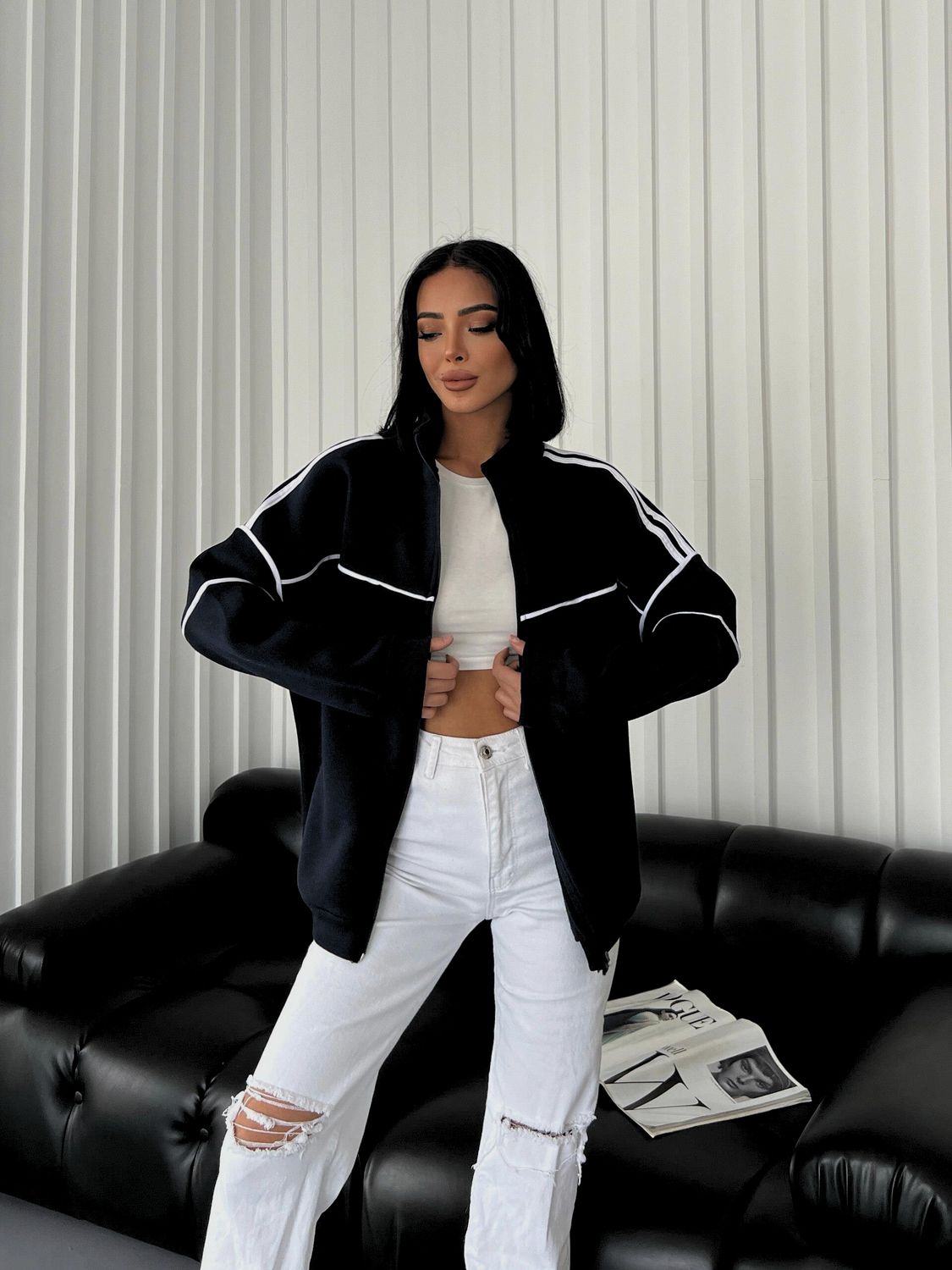 Streetwear Oversize Zippered Black Unisex Jacket