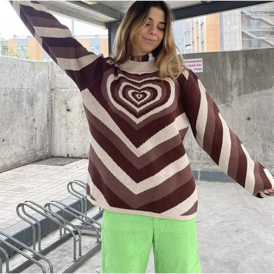 Brown Heart Oversize Sweater