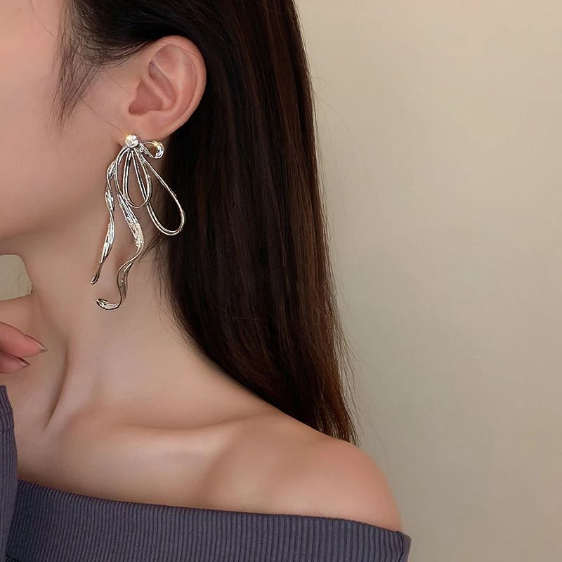 Bowknot Ribbon Dangle Earrings