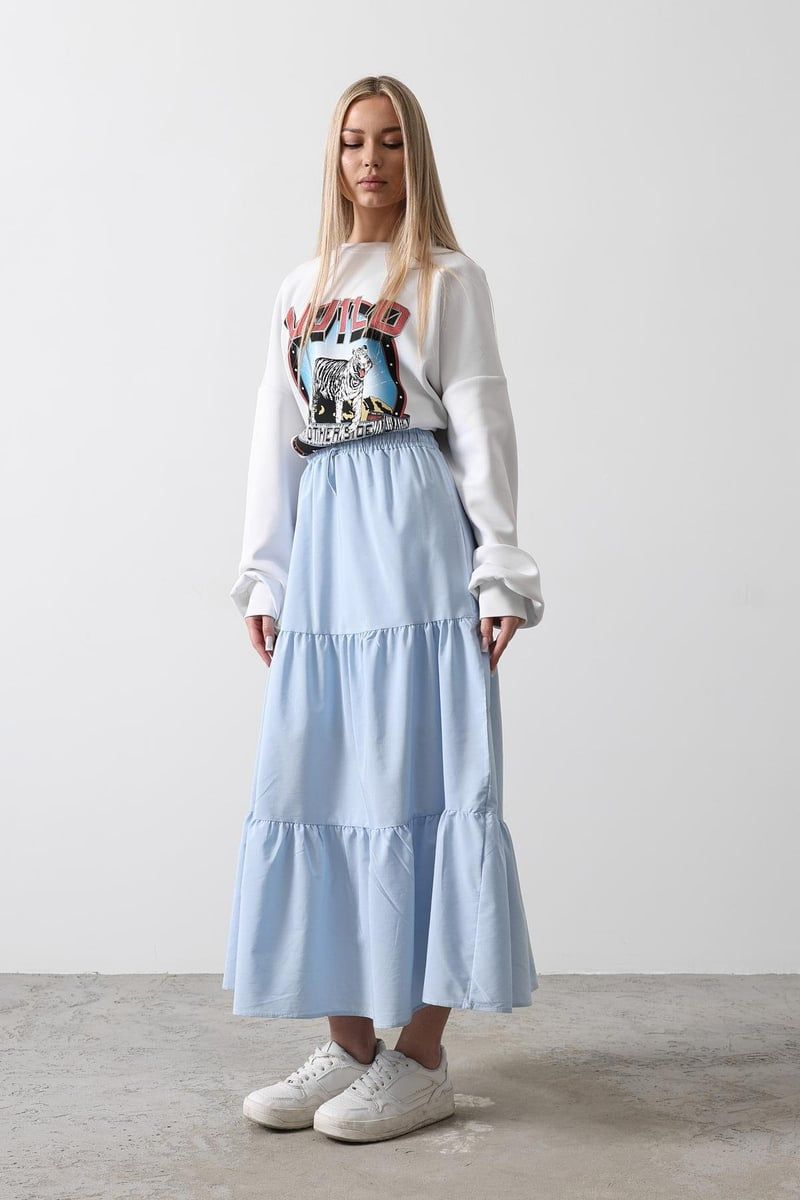 Sky Blue Layered Skirt