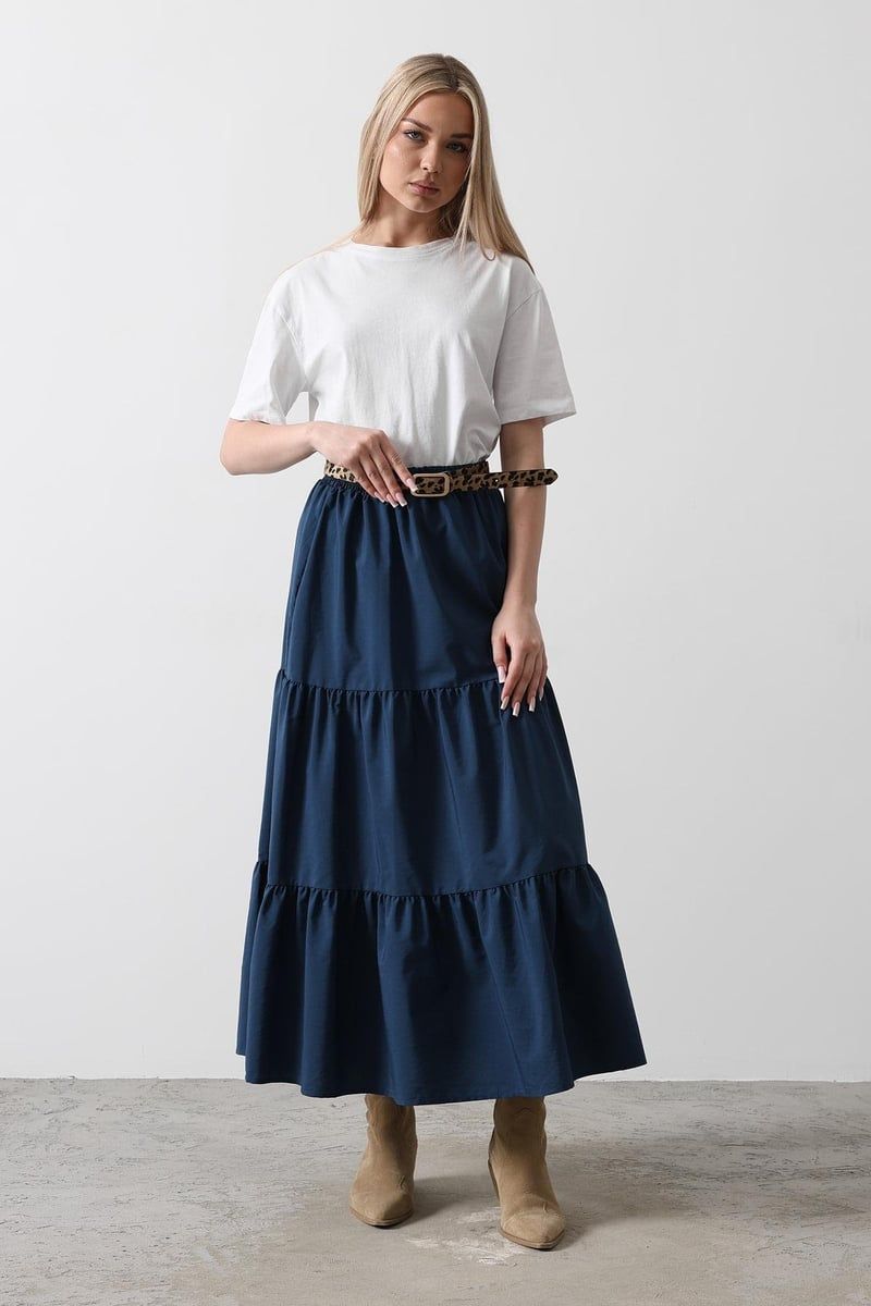Navy Blue Layered Skirt
