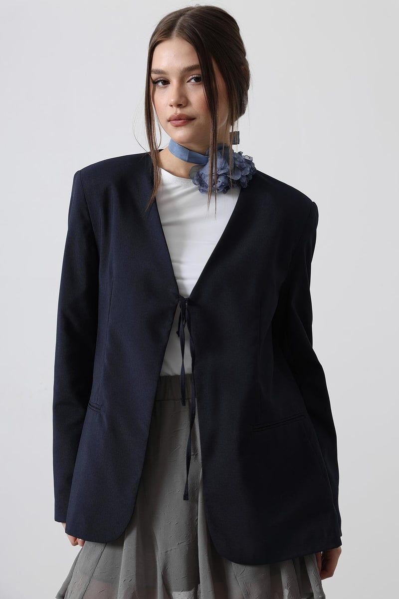 Navy Blue Bow Blazer
