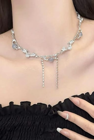 White Opal Fringe Necklace