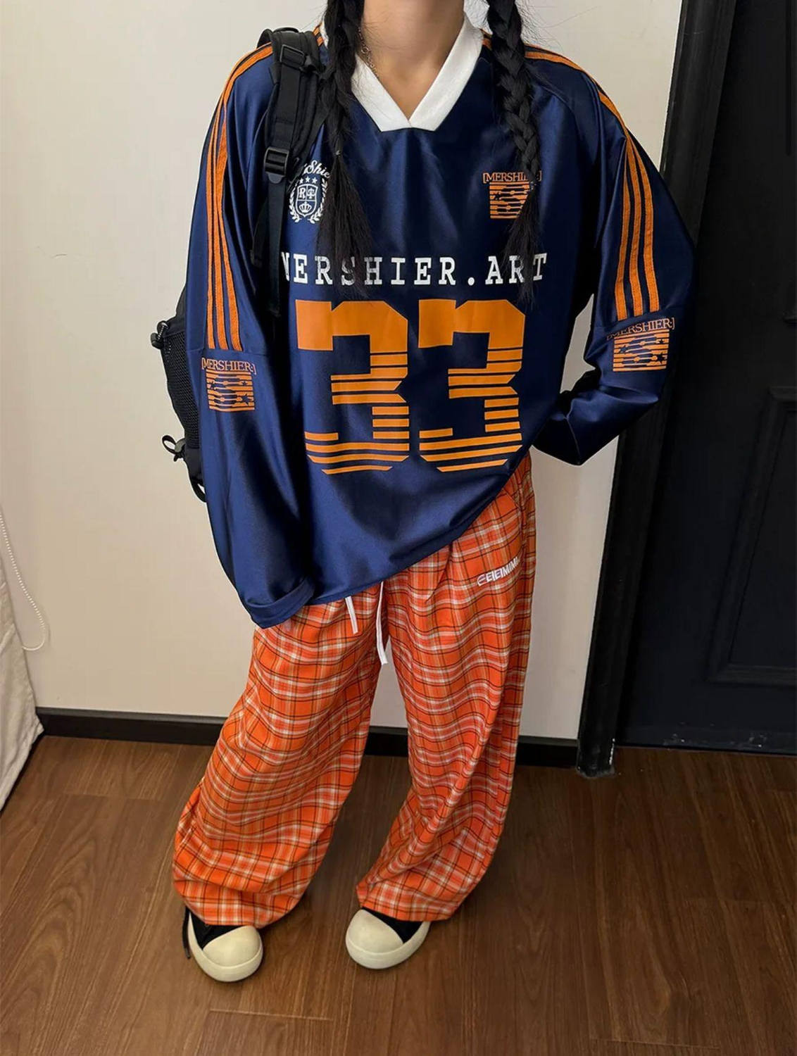 Mershier Orange Navy Blue Jersey