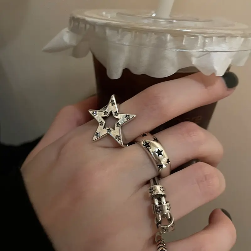 3 Pcs Y2K Star Unisex Rings Set
