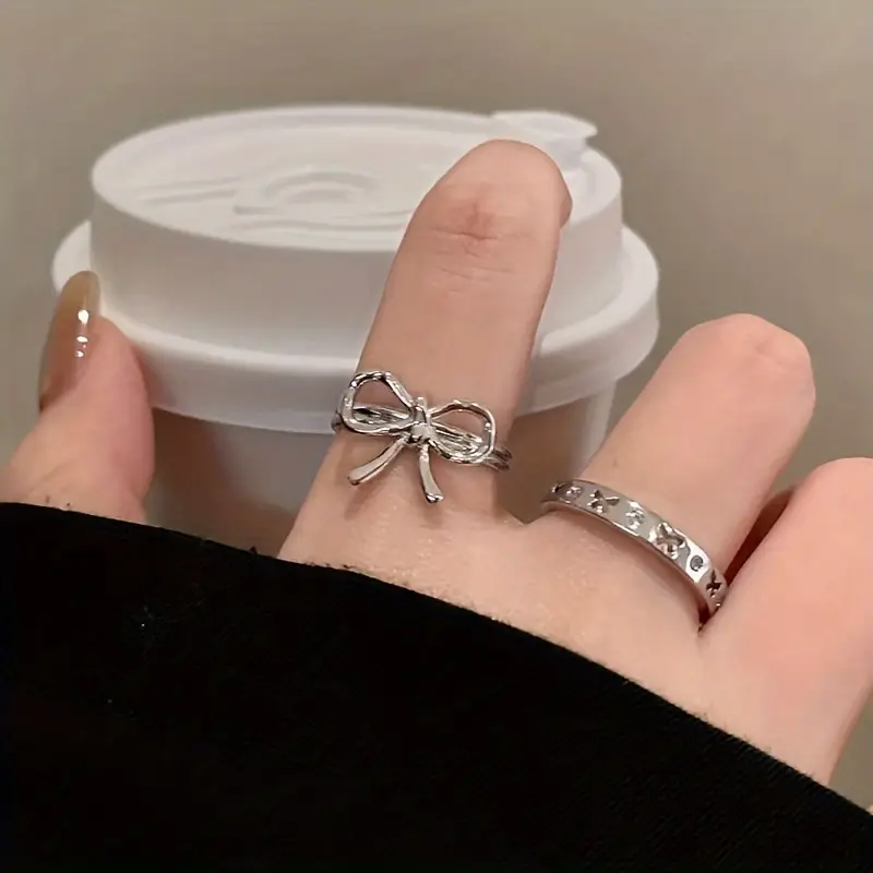 2 Pcs Bow Rings Set