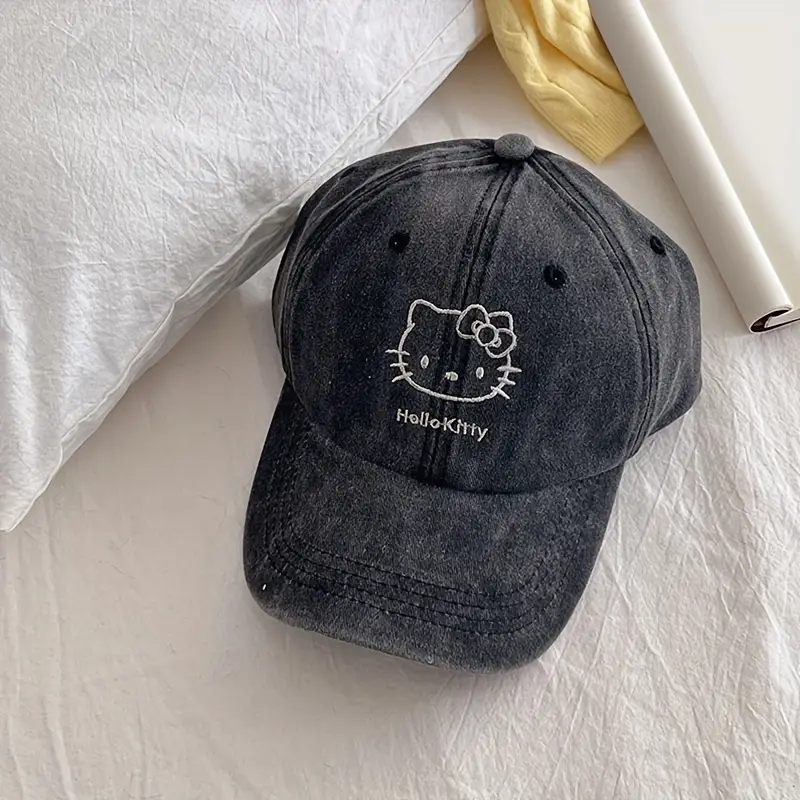 Fumed Embroidered Hello Kitty Baseball Cap