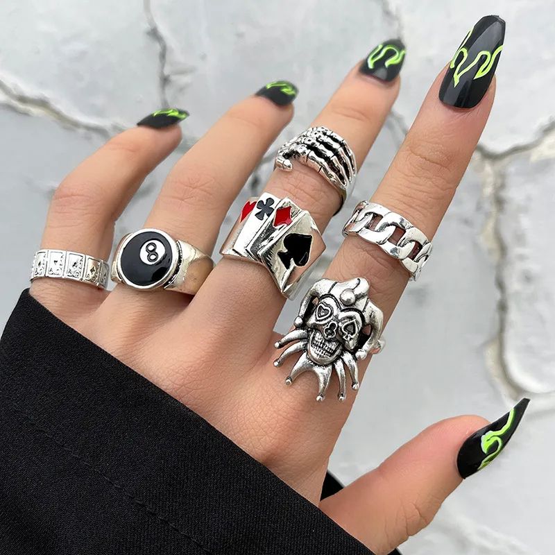 6 Pcs Poker Rings Set