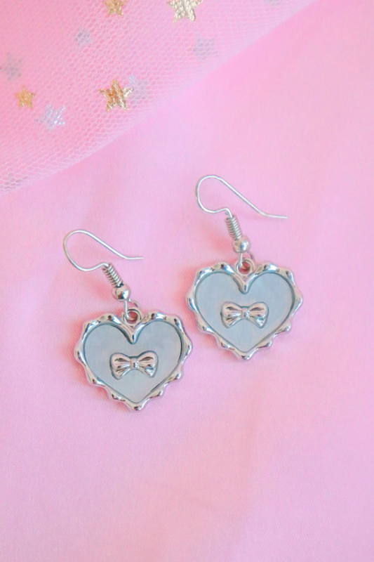 Bow Inside Heart Earrings