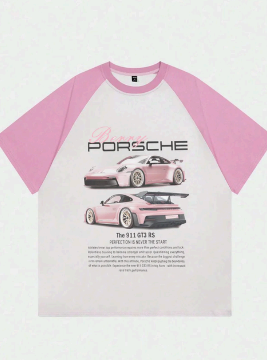 Porsche Pink Oversized Raglan Unisex Tshirt
