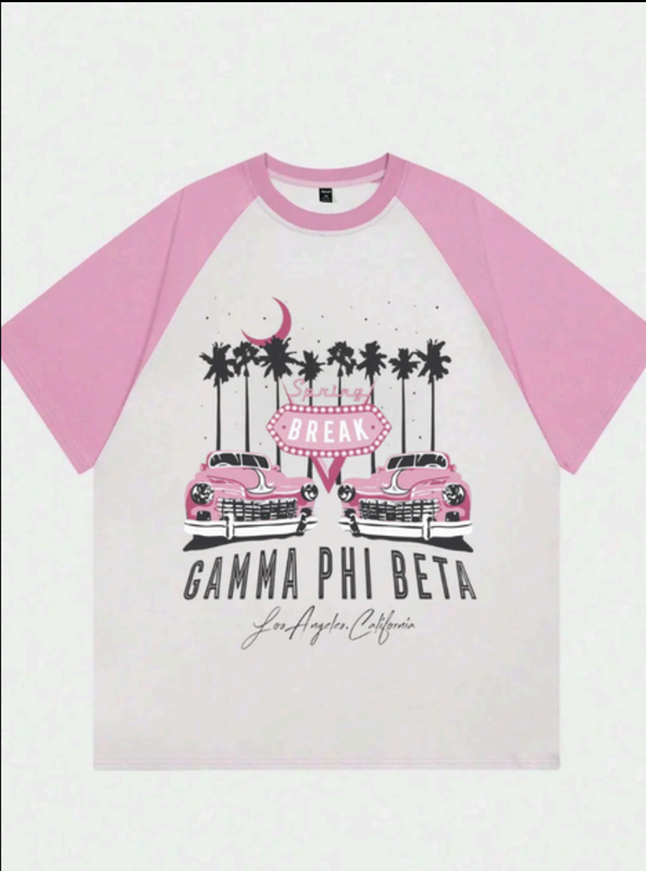 Gamma Phi Beta Pink Oversized Raglan Unisex Tshirt