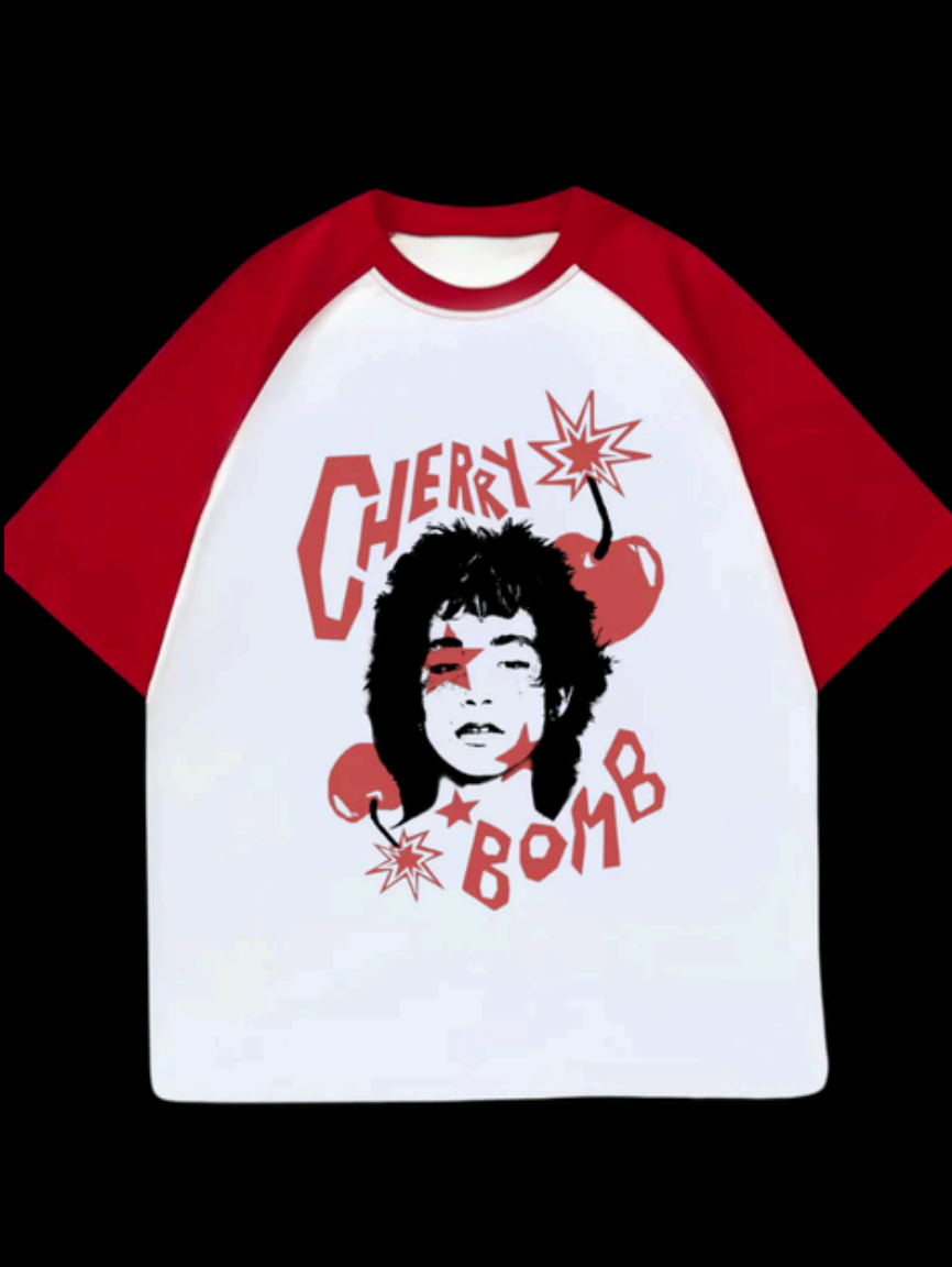 Cherry Bomb Red Oversized Raglan Unisex Tshirt