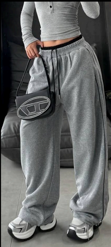 Gray Double Waist Adjustable Sweatpants