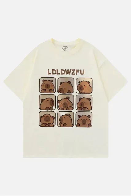 Capybara Cream Collage Oversized Unisex Tshirt