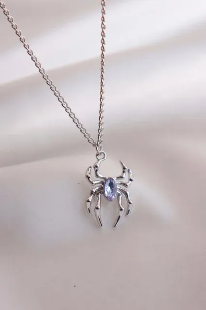 Purple Pearl Spider Necklace