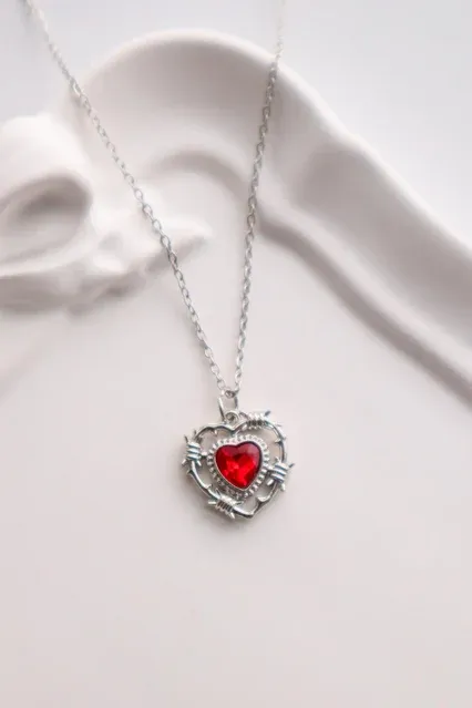 Red Chained Heart Necklace