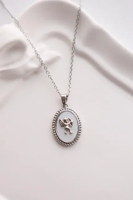 Stainless Steel Vintage Baby Angel Necklace