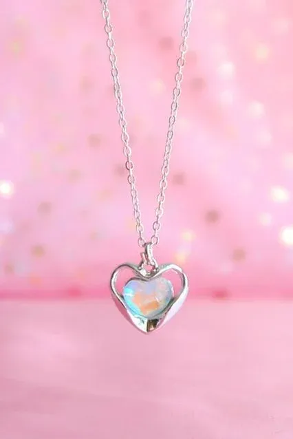 Holographic Blue Heart Necklace