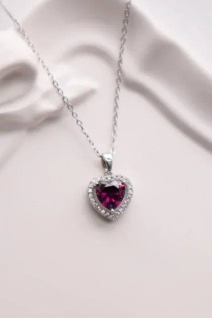 Stainless Steel Purple Heart Necklace