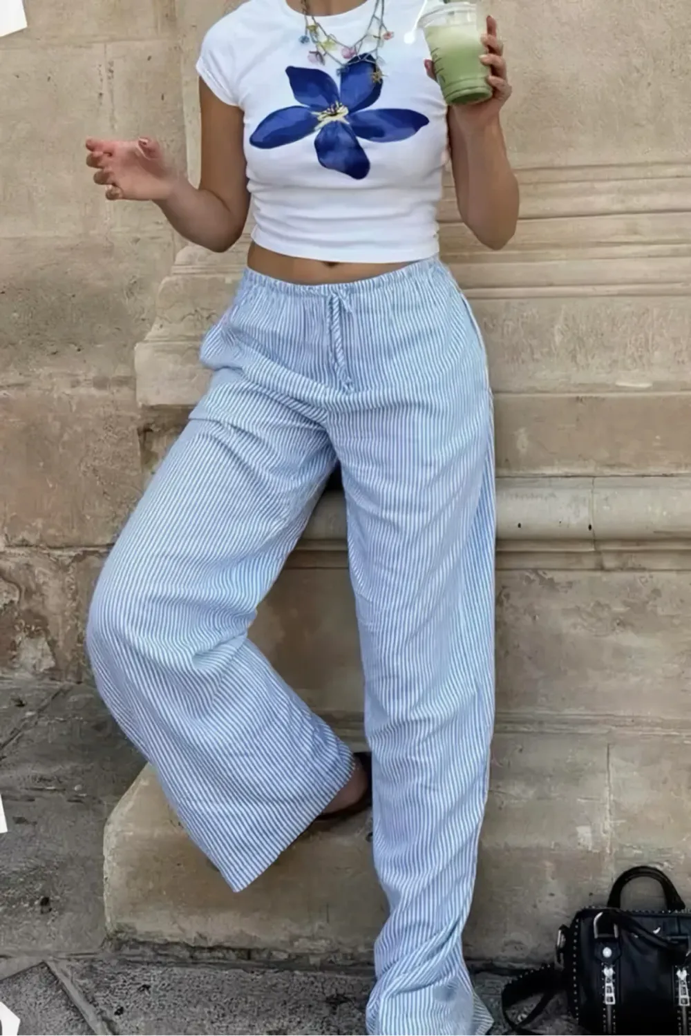 Blue Striped Pants