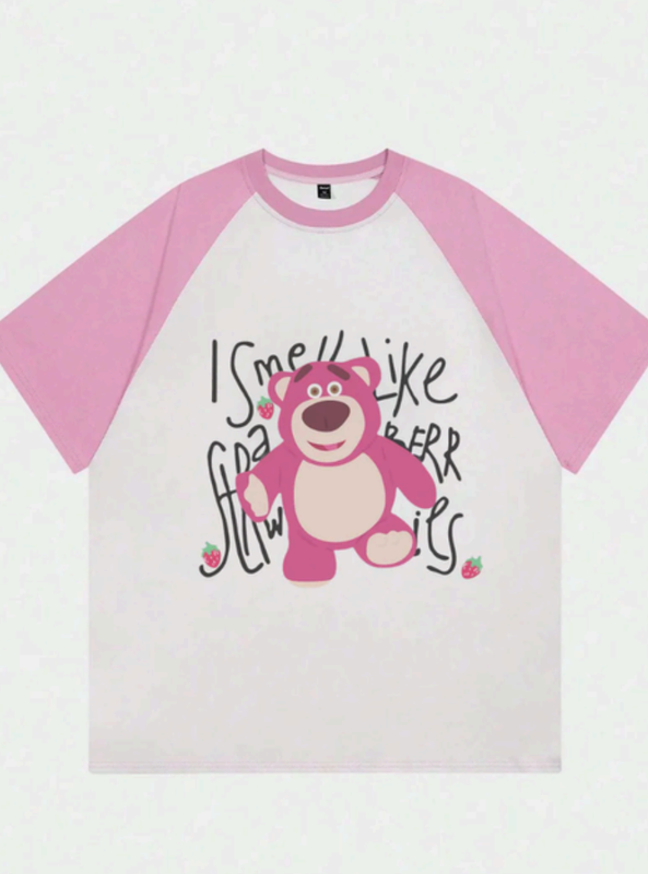 Bear Strawberry Raglan Oversized Unisex Tshirt