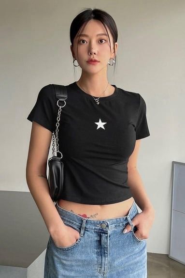 Black Star Crop Top