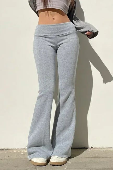 Gray Low Waist Flare Leggings