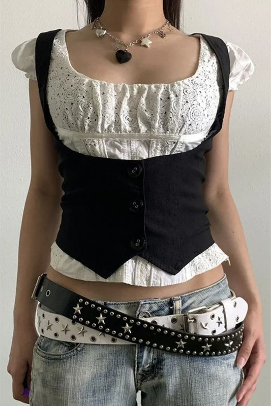 Black Steampunk Racerback Vest