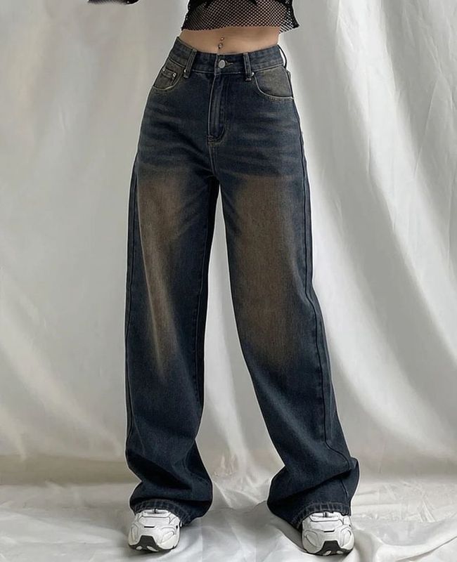 Brown Tinted Baggy Straight Jeans