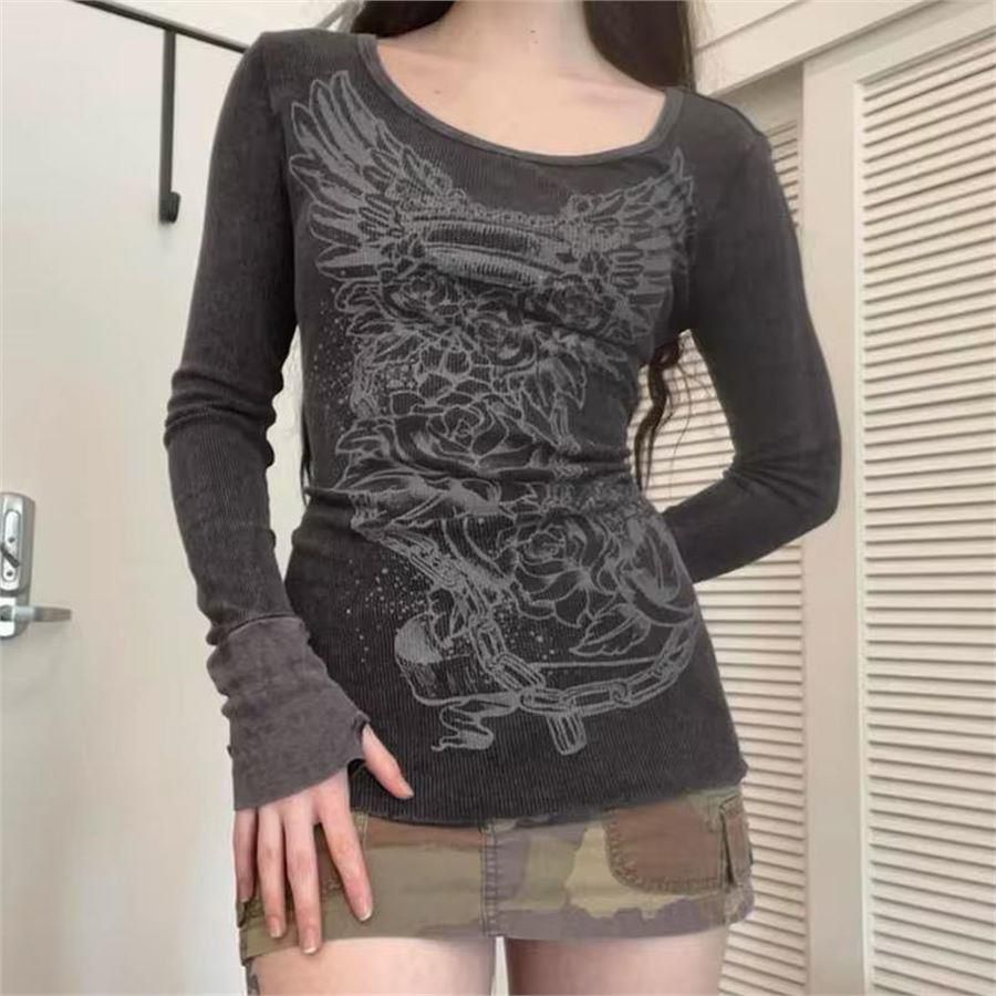 Fumed Vintage Rose Long Sleeve Top