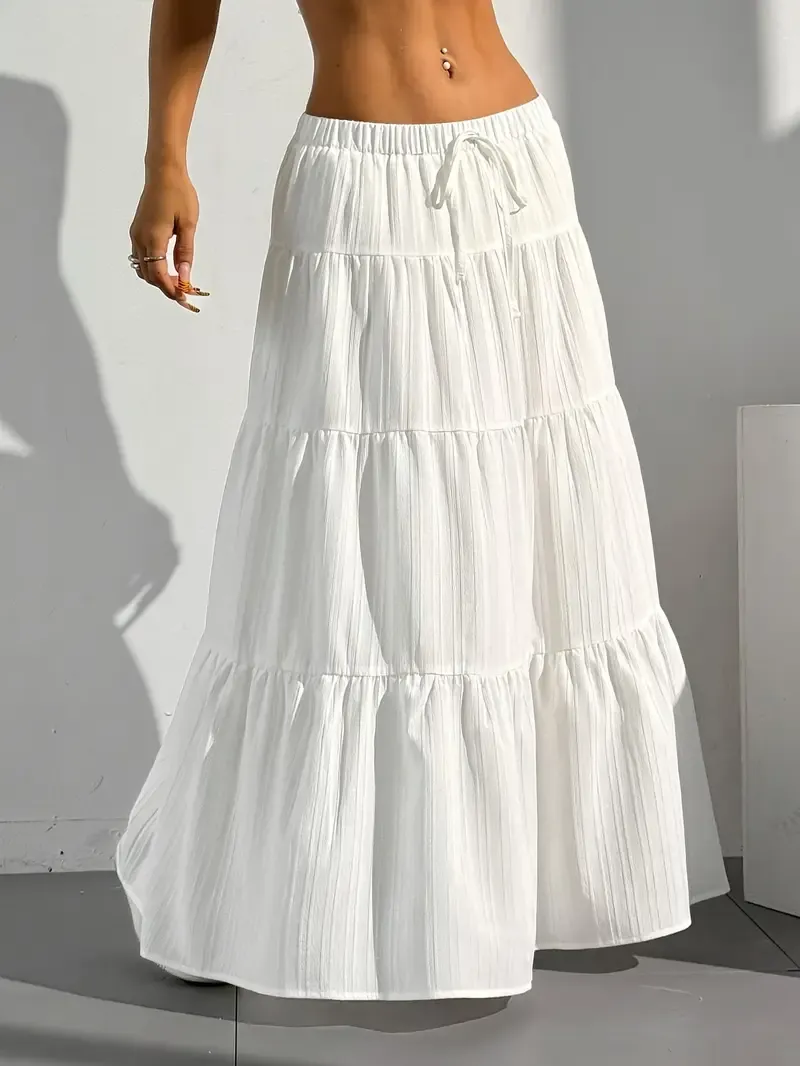 White Layered Maxi Skirt