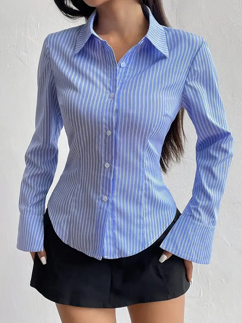 Blue Striped Fitted Shirt