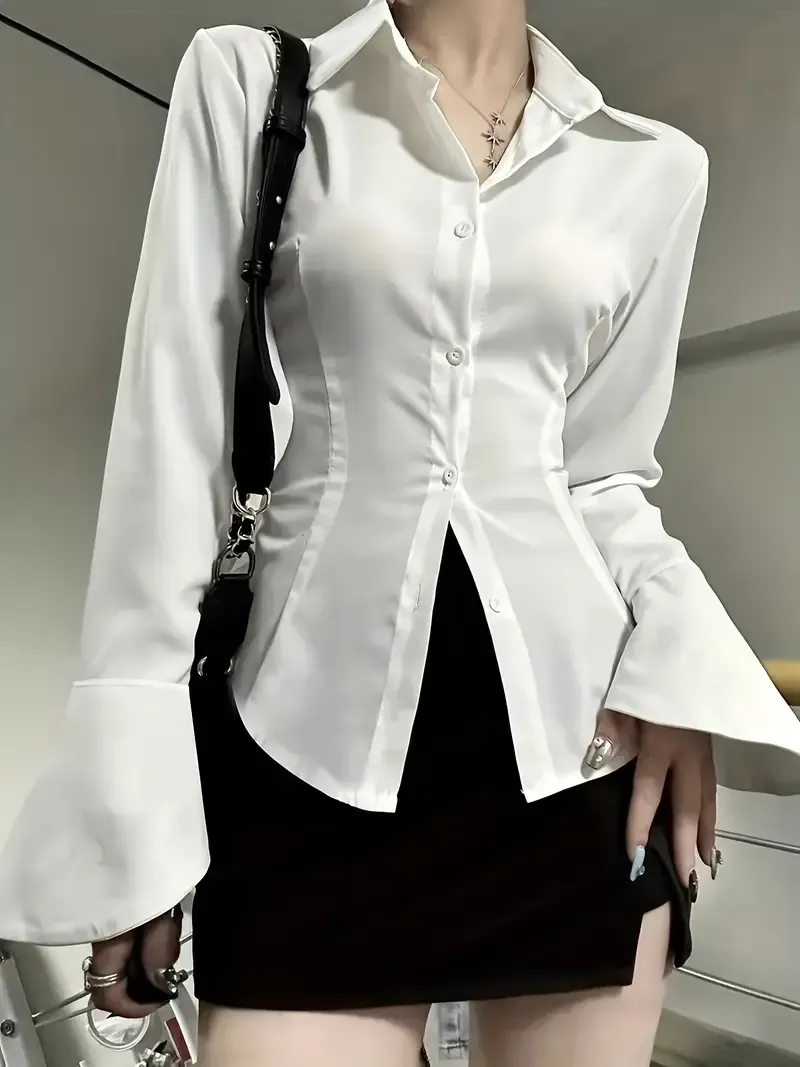 White Back Laced Fitted Shirt