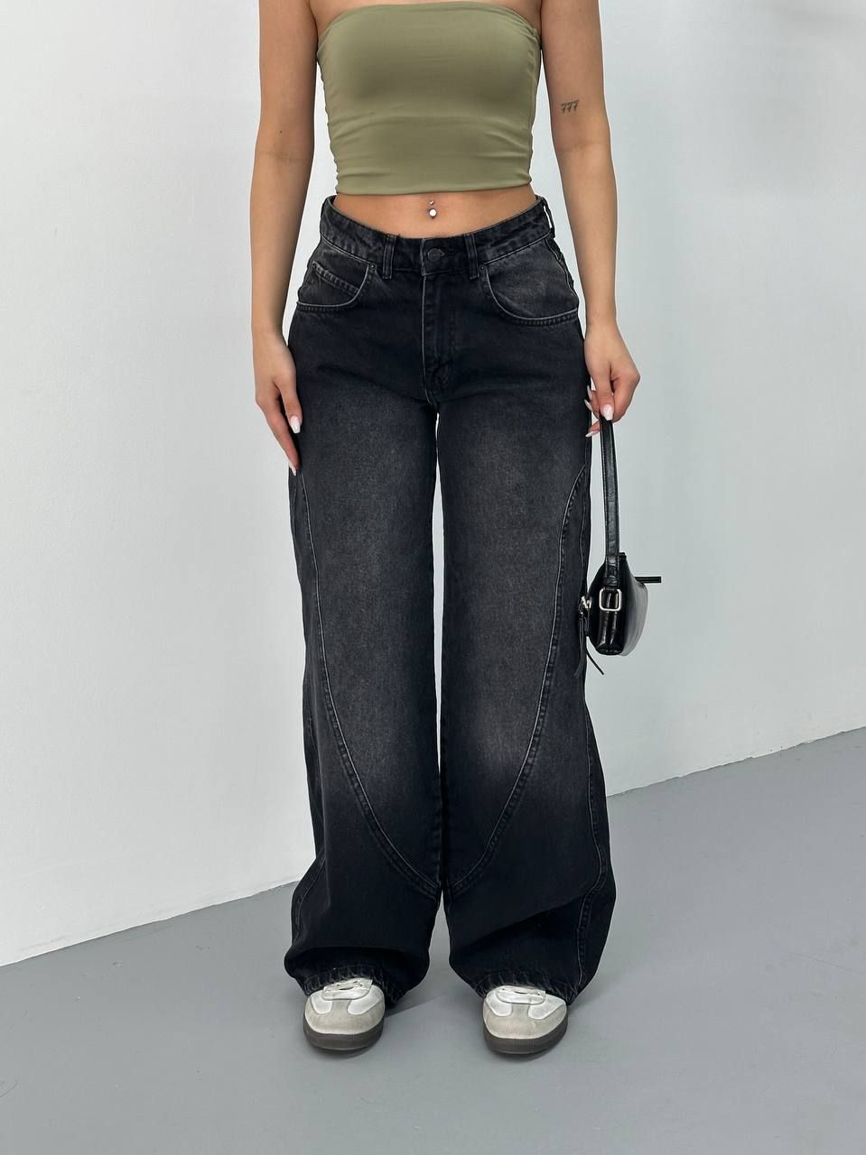 Fumed Black Striped Jeans