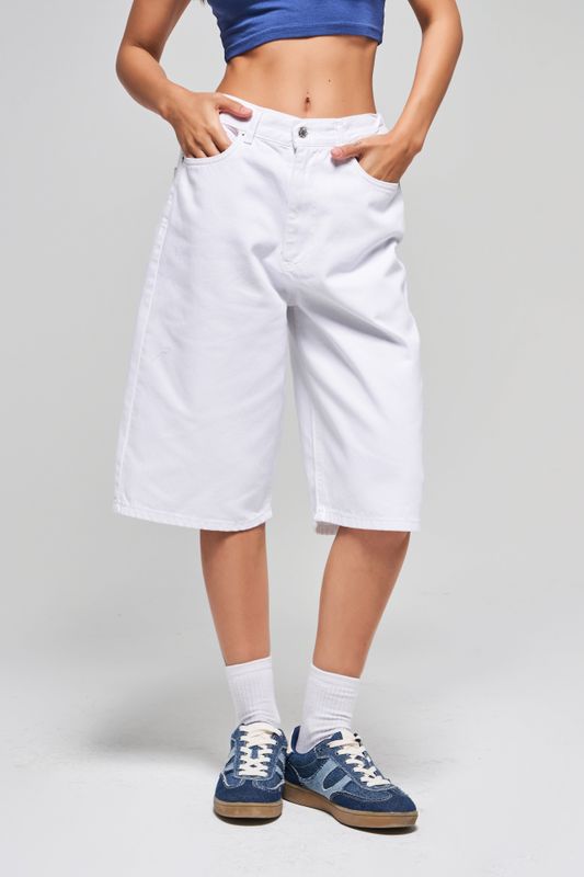 White Unisex Jorts