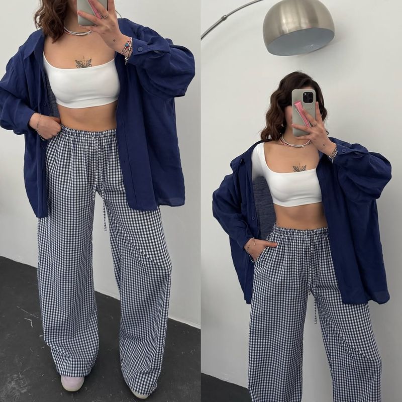 Blue Lisbon Gingham Pants