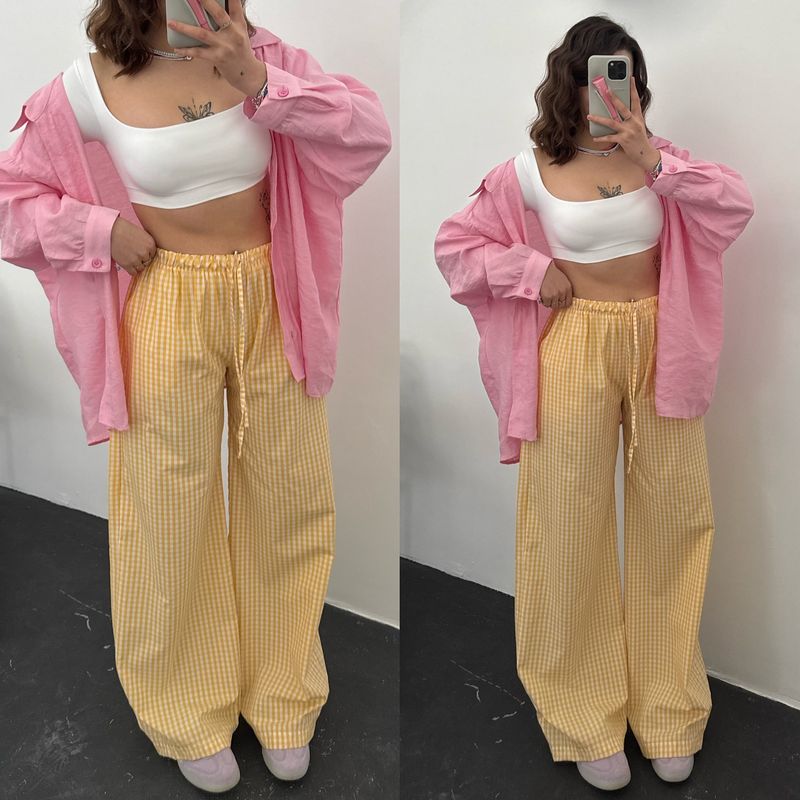 Yellow Lisbon Gingham Pants