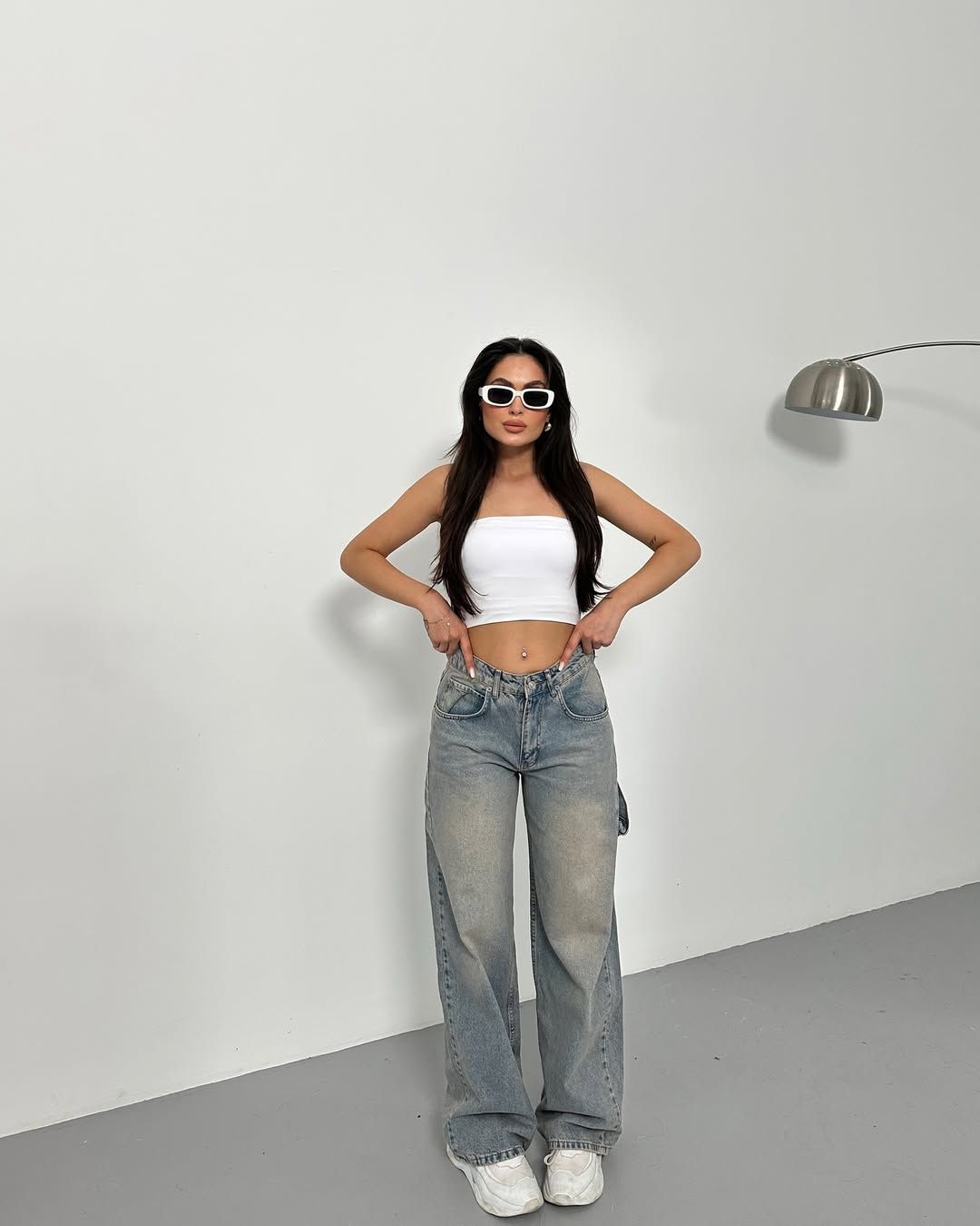 Belted tinted Baggy Jeans