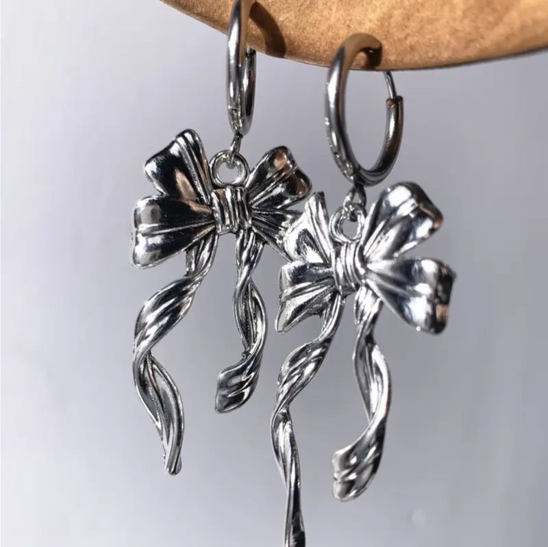 Stainless Steel Bowknot Dangle Earrings