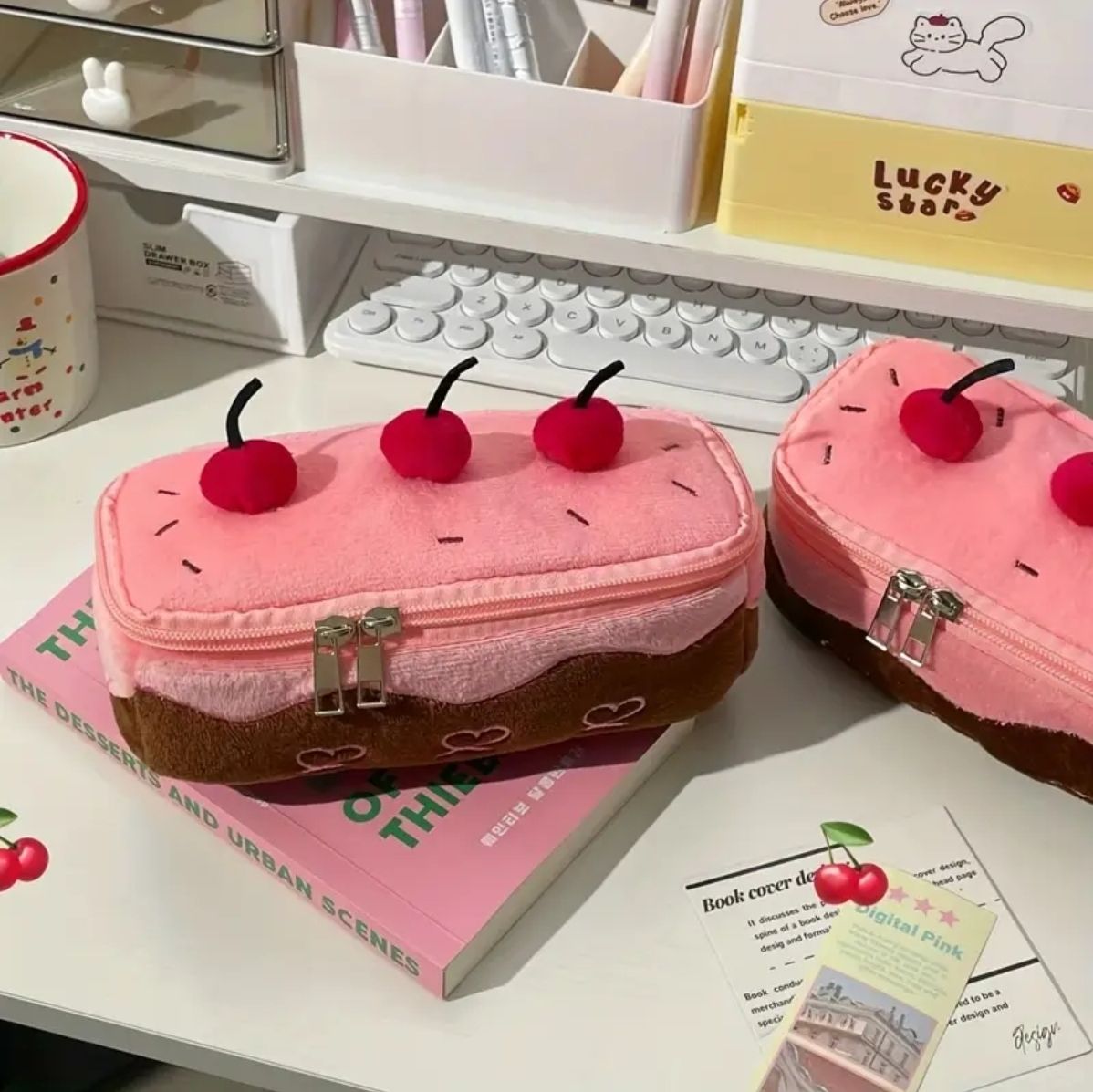 Cherry Cake Plush Pencil Case