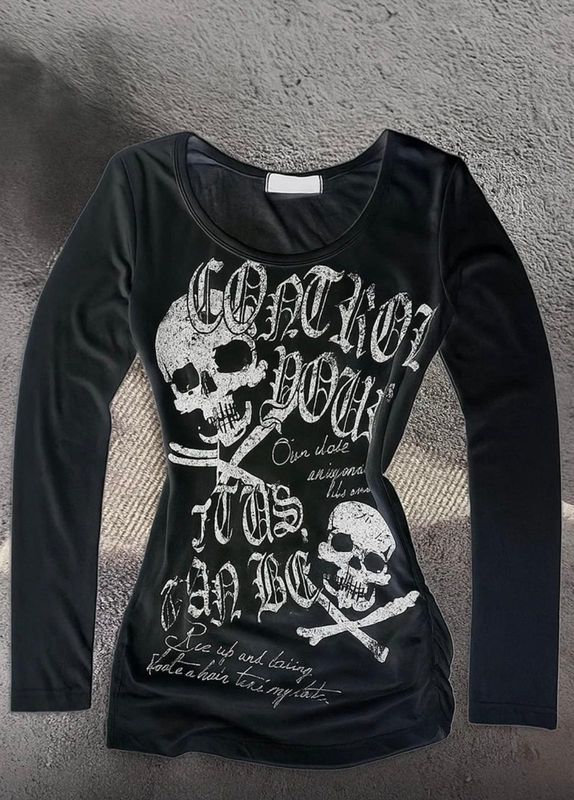 Gothic Skull Long Sleeve Top