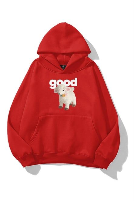 Good Sheep Red Extra Oversized Hoodie