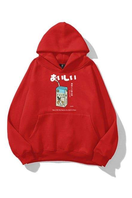 Cat Lemon Juice Red Extra Oversized Hoodie