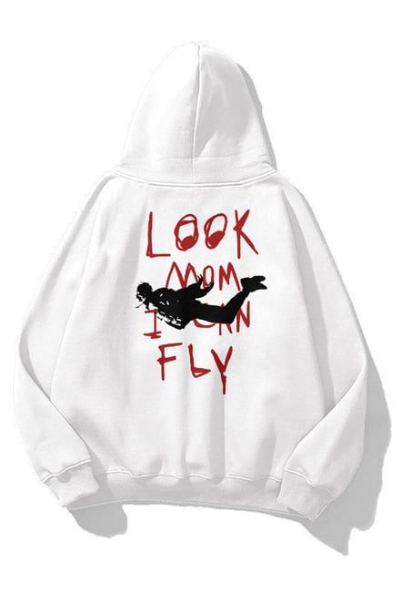 Look Mom White Extra Oversized Hoodie