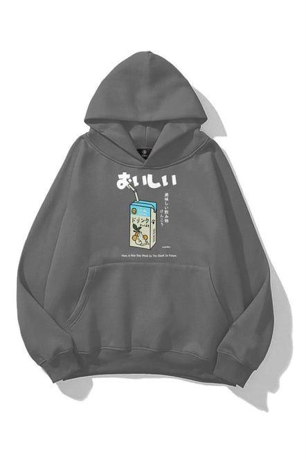 Cat Lemon Juice Anthracite Extra Oversized Hoodie