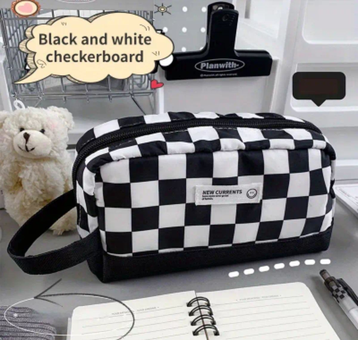 Black And White checkerboard Pencil Case
