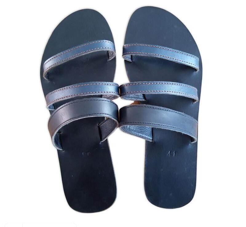 black stripped ladies sandals