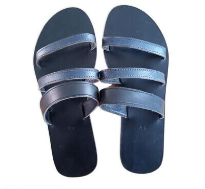 black stripped ladies sandals