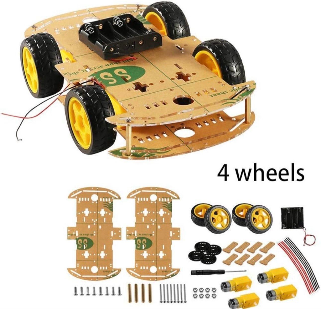 Robot Car Chassis With Wheels And Motors غير متركب 